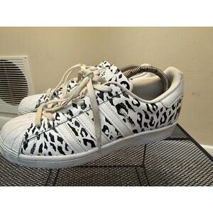 Size 7.5 - Adidas Superstar Cheetah Print White Sneakers Shoes